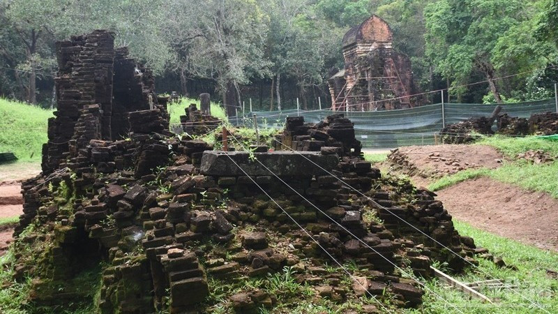 Khu vực nhóm tháp L tại Khu đền tháp Mỹ Sơn được khai quật lần 2. (Ảnh: ANH ĐÀO)