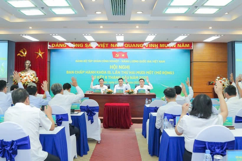 Hội nghị Ban chấp hành Đảng bộ Petrovietnam. bieuquyet.jpg