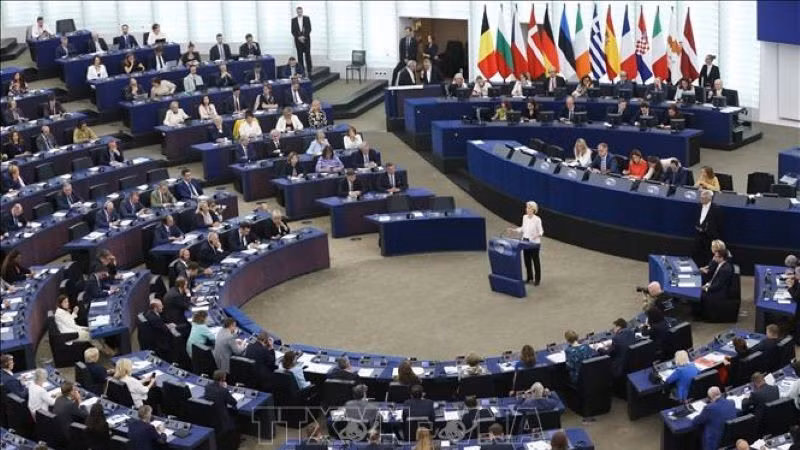 oàn cảnh phiên họp Nghị viện châu Âu tại Brussels, Bỉ. (Ảnh: THX/TTXVN)