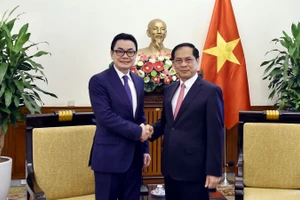 Phó Thủ tướng, Bộ trưởng Bùi Thanh Sơn và Quốc vụ khanh Campuchia Ung Rachana. (Ảnh: BNG)