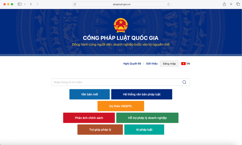 Cổng Pháp luật quốc gia. (Ảnh: TL) cong-pl-cong-qg.png