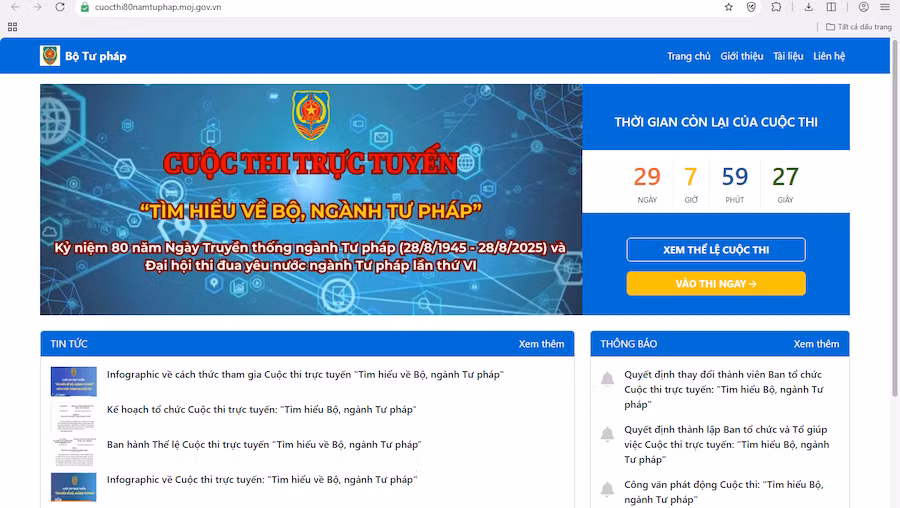 Cuộc thi “Tìm hiểu về bộ, ngành tư pháp” đã thu hút gần 40.000 lượt người dự thi. (Ảnh: MT)