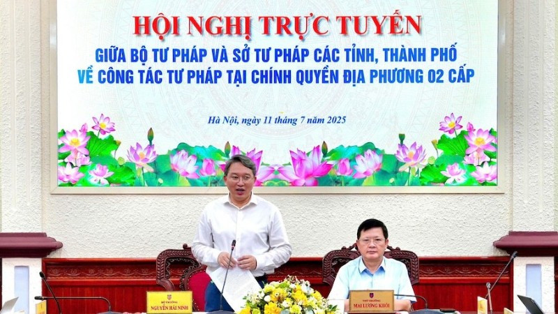 Bộ trưởng Tư pháp Nguyễn Hải Ninh phát biểu tại hội nghị. (Ảnh: TL) bo-trg-tp-2-3682.jpg