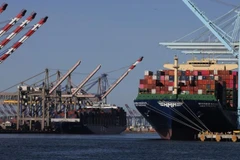 Các tàu chở container tại Cảng Los Angeles ở California, Mỹ. (Ảnh: Xinhua)