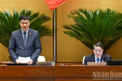 Phó Chủ tịch Quốc hội Vũ Hồng Thanh phát biểu kết luận nội dung thảo luận. (Ảnh: THỦY NGUYÊN)