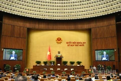 Quang cảnh phiên họp của Quốc hội sáng 8/12. (Ảnh: DUY LINH)