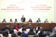 Quang cảnh họp báo công bố kết quả Kỳ họp thứ 10, Quốc hội khóa XV. (Ảnh: DUY LINH)
