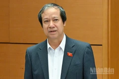 Bộ trưởng Giáo dục và Đào tạo Nguyễn Kim Sơn phát biểu tại phiên thảo luận của Tổ đại biểu Quốc hội đoàn Hà Nội chiều 22/10/2025. (Ảnh: THỦY NGUYÊN)