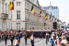 Diễu hành kỷ niệm Quốc khánh Bỉ tại Brussels, Bỉ, ngày 21/7/2024. (Ảnh: Xinhua)
