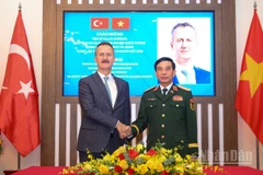 Bộ trưởng Quốc phòng, Đại tướng Phan Văn Giang đón Chủ tịch Cơ quan Công nghiệp quốc phòng Thổ Nhĩ Kỳ Haluk Gorgun thăm, làm việc tại Việt Nam. (Ảnh: THẾ ĐẠI)