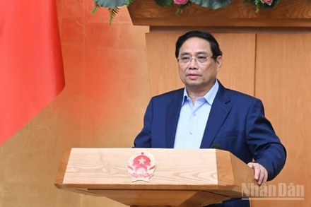 Thủ tướng Chính phủ Phạm Minh Chính phát biểu ý kiến tại Phiên họp Chính phủ thường kỳ tháng 9 và Hội nghị trực tuyến Chính phủ với các địa phương. (Ảnh: TRẦN HẢI) 