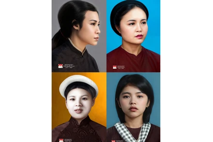 4 nữ Anh hùng-Liệt sĩ Công an nhân dân đầu tiên của nước ta được phục dựng lại ảnh.