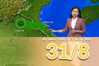 [Video] Dự báo thời tiết đêm nay và ngày mai 31/8/2025: Bão số 6 suy yếu thành áp thấp nhiệt đới