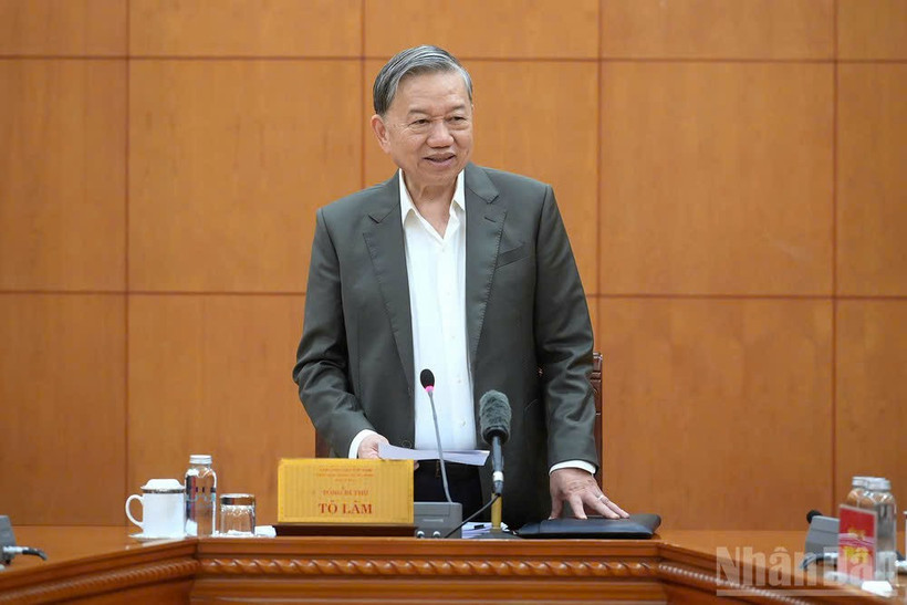 Tổng Bí thư Tô Lâm phát biểu kết luận tại buổi làm việc. (Ảnh: ANH KHOA)
