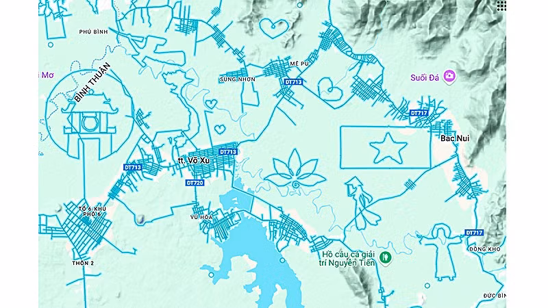 Những hình vẽ hiển thị qua chế độ xem phố của Google maps trên địa phận Lâm Đồng hiện nay (trước kia thuộc Bình Thuận).