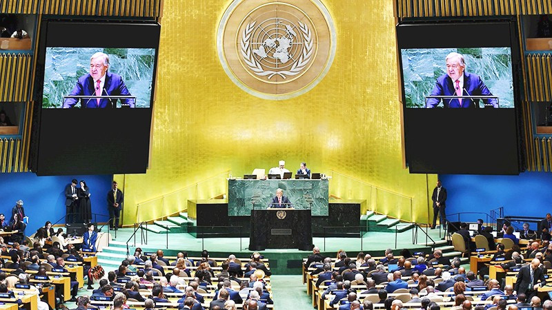 Tổng Thư ký Antonio Guterres phát biểu ý kiến tại một phiên họp của LHQ. Ảnh: UN