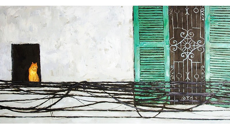“Ngày thường” (70x170cm, 2026), tranh sơn dầu của Phạm Anh Tuấn.
