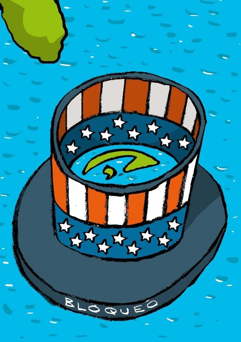 Biếm họa của Alfredo Martirena.