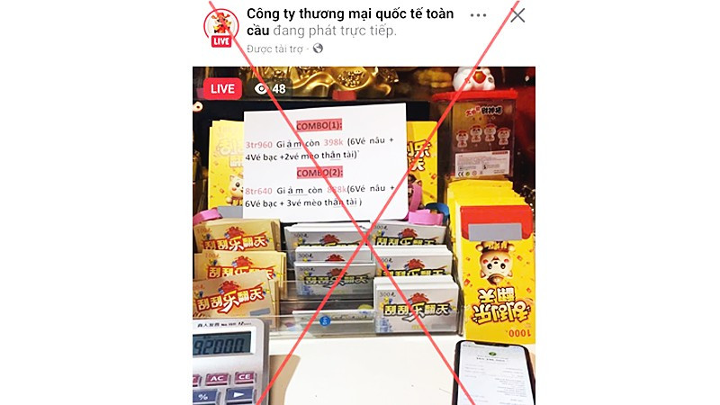 Fanpage livestream thu hút người tham gia mua thẻ cào trúng thưởng.
