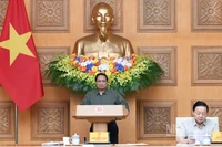 Thủ tướng Chính phủ Phạm Minh Chính chủ trì Phiên họp lần thứ 15 của Ban Chỉ đạo quốc gia về IUU. (Ảnh: TRẦN HẢI)