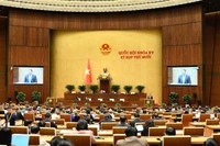 Quốc hội làm việc tại hội trường nghe Tờ trình và Báo cáo thẩm tra dự án Luật Giám định tư pháp (sửa đổi). (Ảnh: DUY LINH)