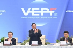 Thủ tướng Chính phủ Phạm Minh Chính chủ trì Phiên toàn thể cấp cao Diễn đàn Kinh tế Việt Nam 2025, triển vọng 2026. (Ảnh: Trần Hải)