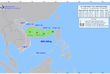 Bản đồ dự báo quỹ đạo và cường độ áp thấp nhiệt đới lúc 14 giờ ngày 27/8/2025. (Ảnh: Trung tâm Dự báo khí tượng thủy văn quốc gia)