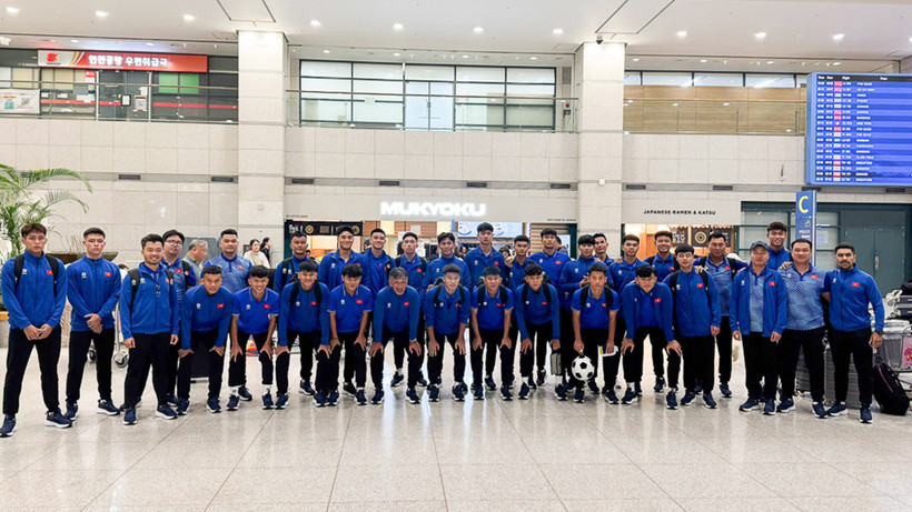 Đội tuyển U18 Việt Nam đã có mặt tại Hàn Quốc. (Ảnh: VFF)