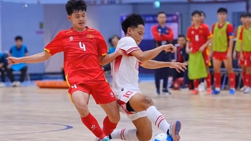 U16 futsal Việt Nam có trận hòa trong ngày ra quân Giải futsal U16 Đông Nam Á 2025. (Ảnh: VFF) 