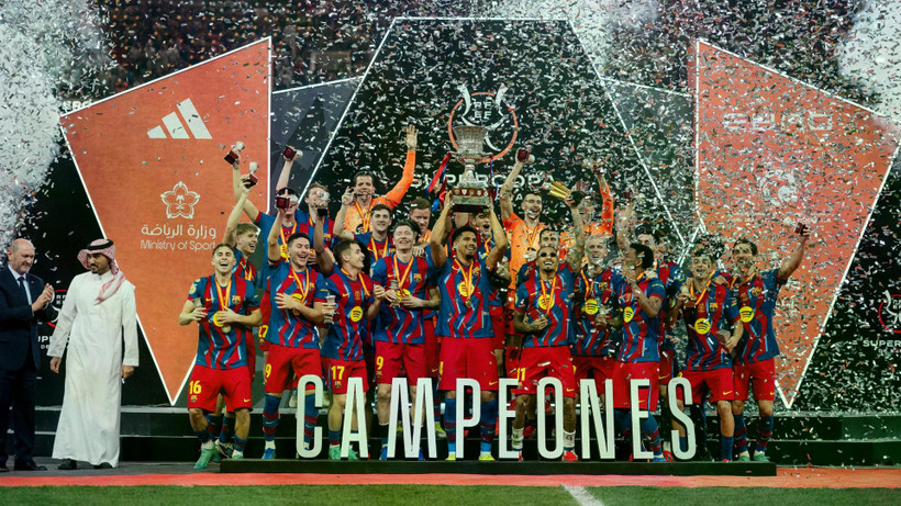 Barcelona đăng quang vô địch Siêu cúp Tây Ban Nha. (Ảnh: Barca FC)