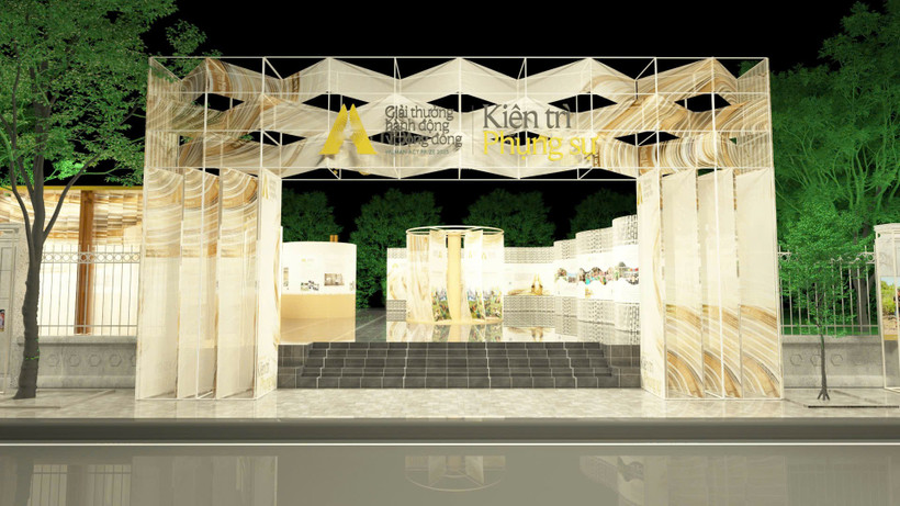 Phối cảnh cổng chào Triển lãm Hành động vì Cộng đồng 2025. 