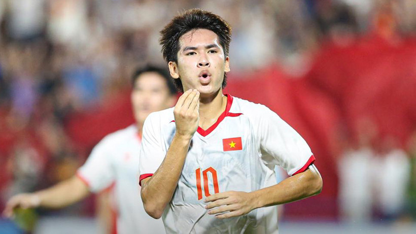 Lê Văn Thuận ghi bàn thắng duy nhất ấn định chiến thắng cho U23 Việt Nam. (Ảnh: VFF)