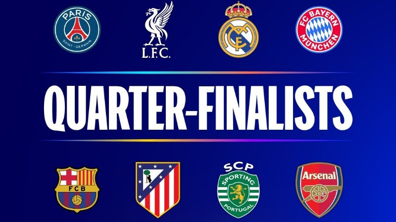 8 đội góp mặt tại tứ kết Champions League 2025/2026. (Ảnh: UEFA)