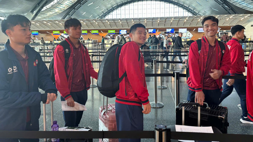 Các cầu thủ U23 Việt Nam tới Saudi Arabia để dự Vòng chung kết U23 châu Á 2026. (Ảnh: VFF)