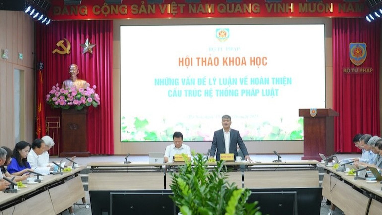 Thứ trưởng Tư pháp Nguyễn Thanh Tú phát biểu khai mạc hội thảo. (Ảnh: TL) thu-truogn-tu-pb-ht-6134.jpg