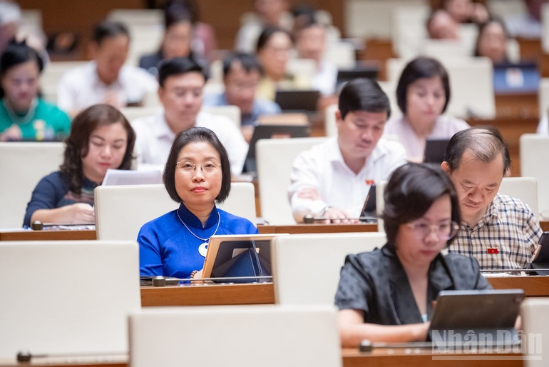 Quốc hội thảo luận ở hội trường về tình hình thực hiện kế hoạch phát triển kinh tế-xã hội. (Ảnh: DUY LINH) ndo_br_z72-3352.jpg