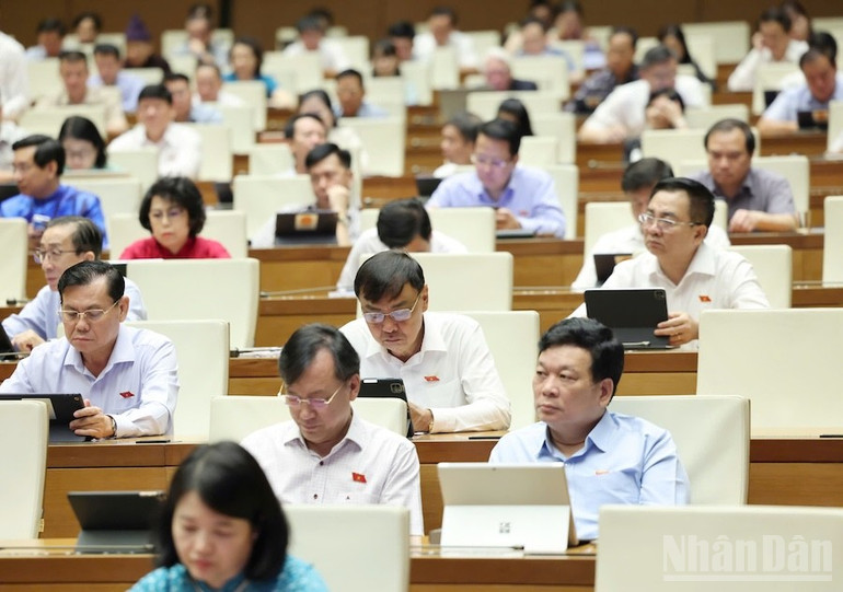 Quốc hội thảo luận tại hội trường về kinh tế-xã hội và ngân sách Nhà nước. (Ảnh: DUY LINH) ndo_br_186.jpg