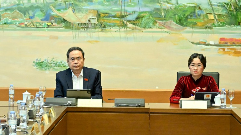 Chủ tịch Quốc hội Trần Thanh Mẫn nhấn mạnh yêu cầu tăng cường cơ chế giám sát, chống lạm dụng chính sách thủ tục phục hồi. (Ảnh: DUY LINH) bnd-2058-9564.jpg