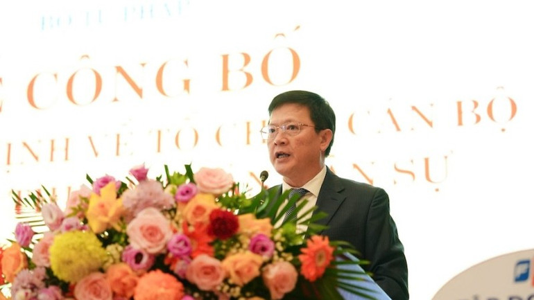 Thứ trưởng Tư pháp Mai Lương Khôi phát biểu tại buổi lễ. (Ảnh: TH) thu-truong-khoi-47-7677.jpg