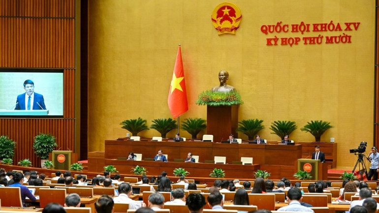 Quốc hội làm việc tại hội trường nghe báo cáo công tác nhiệm kỳ 2021-2026 của Viện Kiểm sát nhân dân tối cao. (Ảnh: DUY LINH) chi-5298-2286.jpg