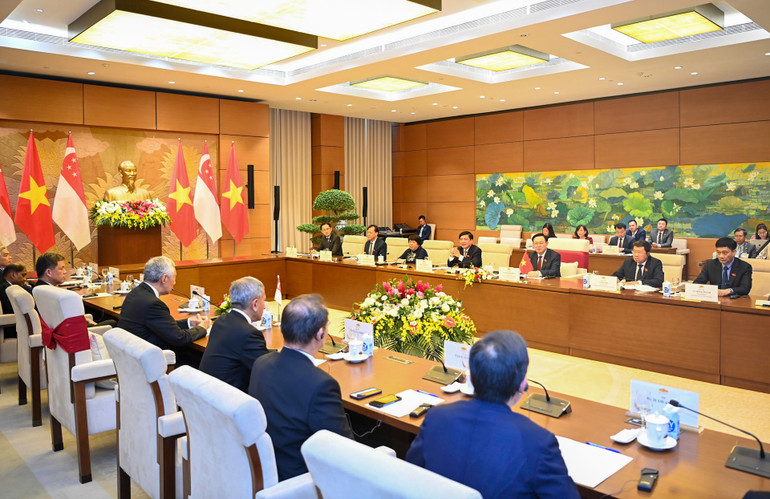 Quang cảnh buổi hội kiến tại Nhà Quốc hội. (Ảnh: Duy Linh)