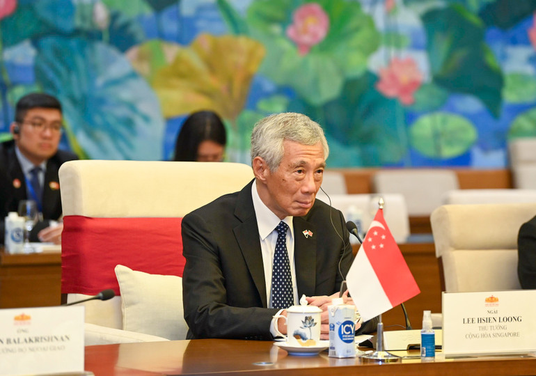 Thủ tướng Singapore Lý Hiển Long tại buổi hội kiến. (Ảnh: Duy Linh)