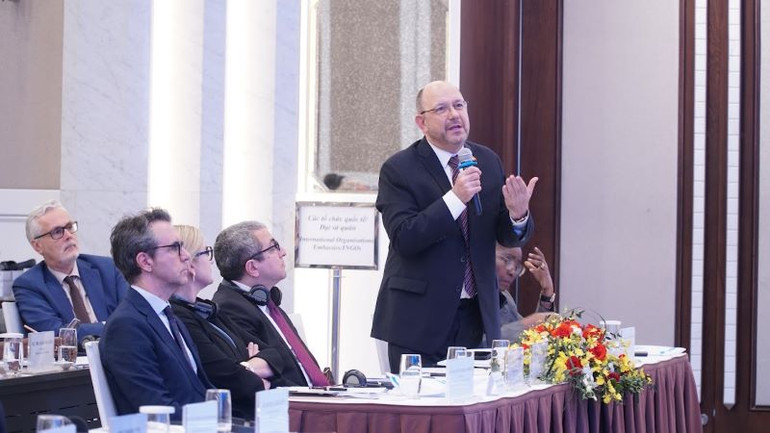 Toàn cảnh lễ công bố Báo cáo Chỉ số Hiệu quả quản trị và hành chính công cấp tỉnh ở Việt Nam (PAPI) năm 2022.