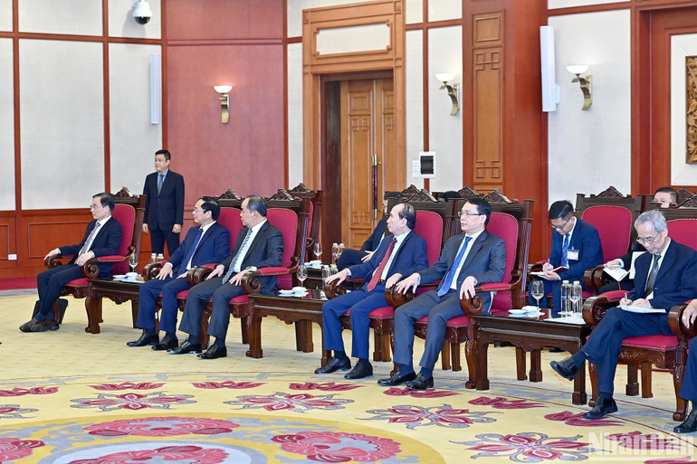 Đoàn đại biểu Việt Nam tại buổi tiếp.