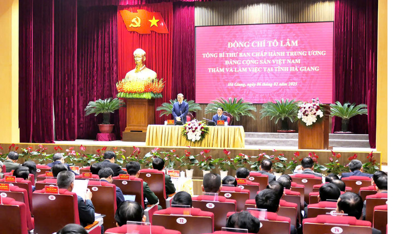 Tổng Bí thư Tô Lâm phát biểu tại buổi làm việc.