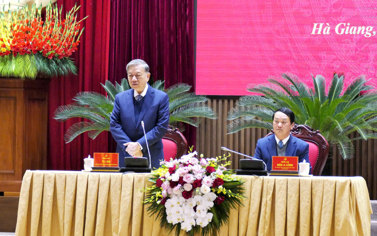 Tổng Bí thư Tô Lâm phát biểu chỉ đạo tại buổi làm việc.