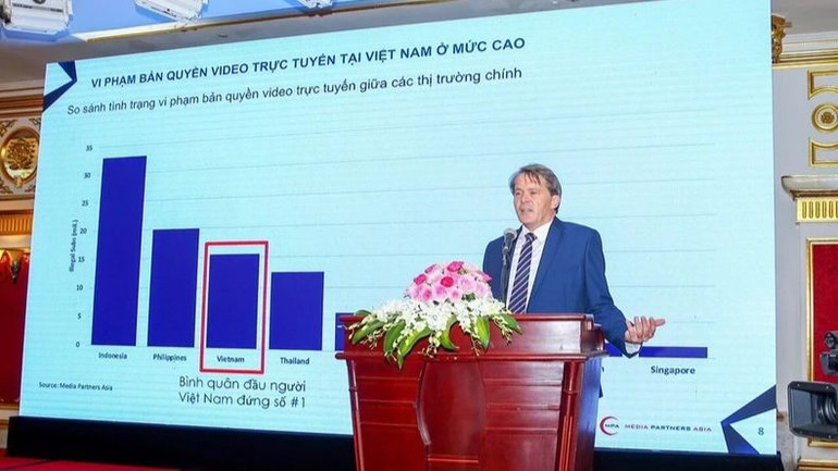 Một báo cáo tại Hội thảo chuyên đề về ngăn chặn vi phạm bản quyền trực tuyến do Bộ Thông tin và Truyền thông tổ chức.