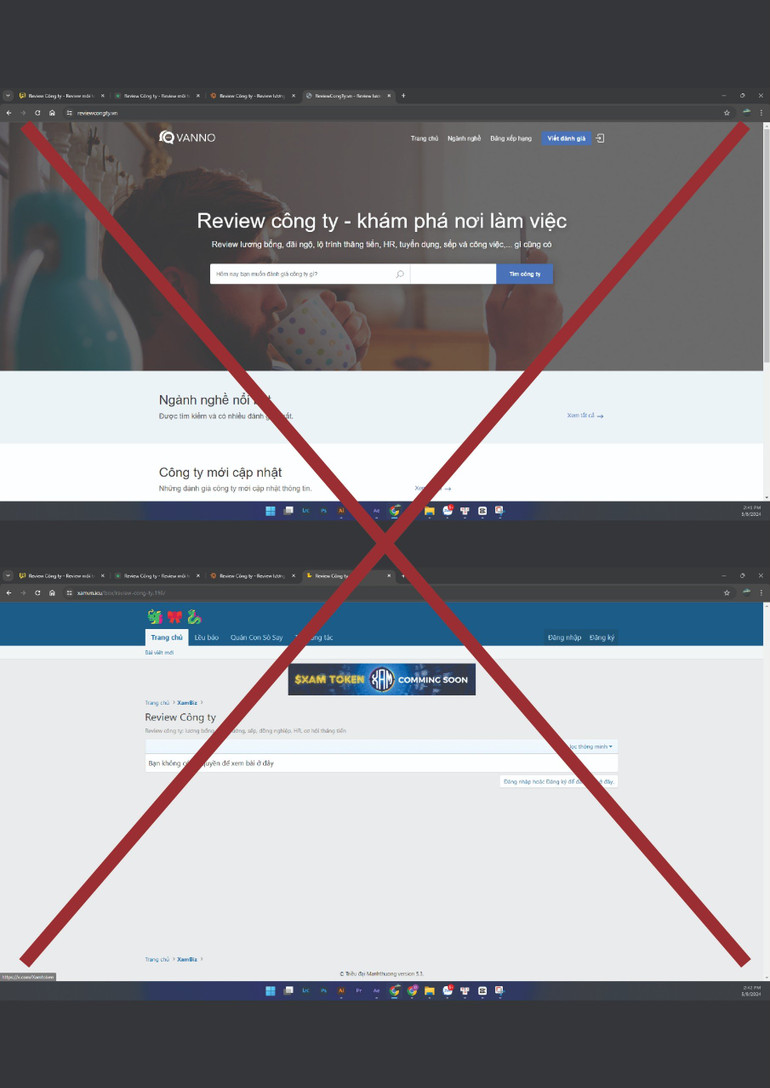 Một trang web review vi phạm bị chặn hồi tháng 6/2023 song ngày 8/5/2024 vẫn truy cập được. (Ảnh chụp màn hình)