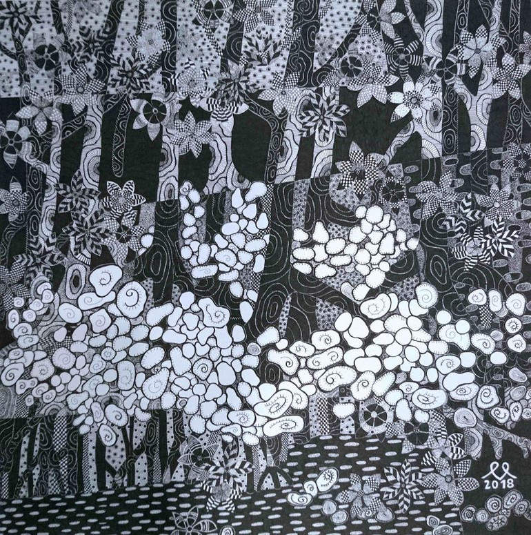 Tác phẩm tranh gởi dự thi “Rừng ngập mặn”, hoạ sỹ Nguyễn Thị Oanh.