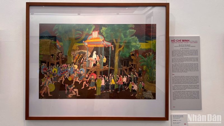 Tác phẩm "Bác Hồ với Tây Nguyên" của họa sĩ Xu Man, người Ba Na ở Gia Lai.